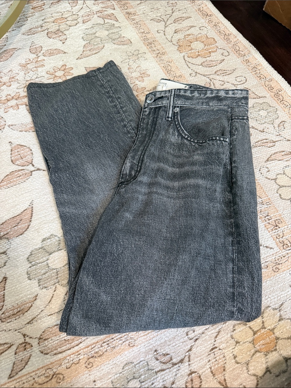 rag & bone Washed Black Straight Jeans size 26 faux JEAN sweat style 26